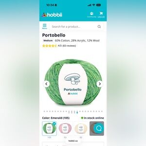 Hobbii Portobello Emerald Yarn